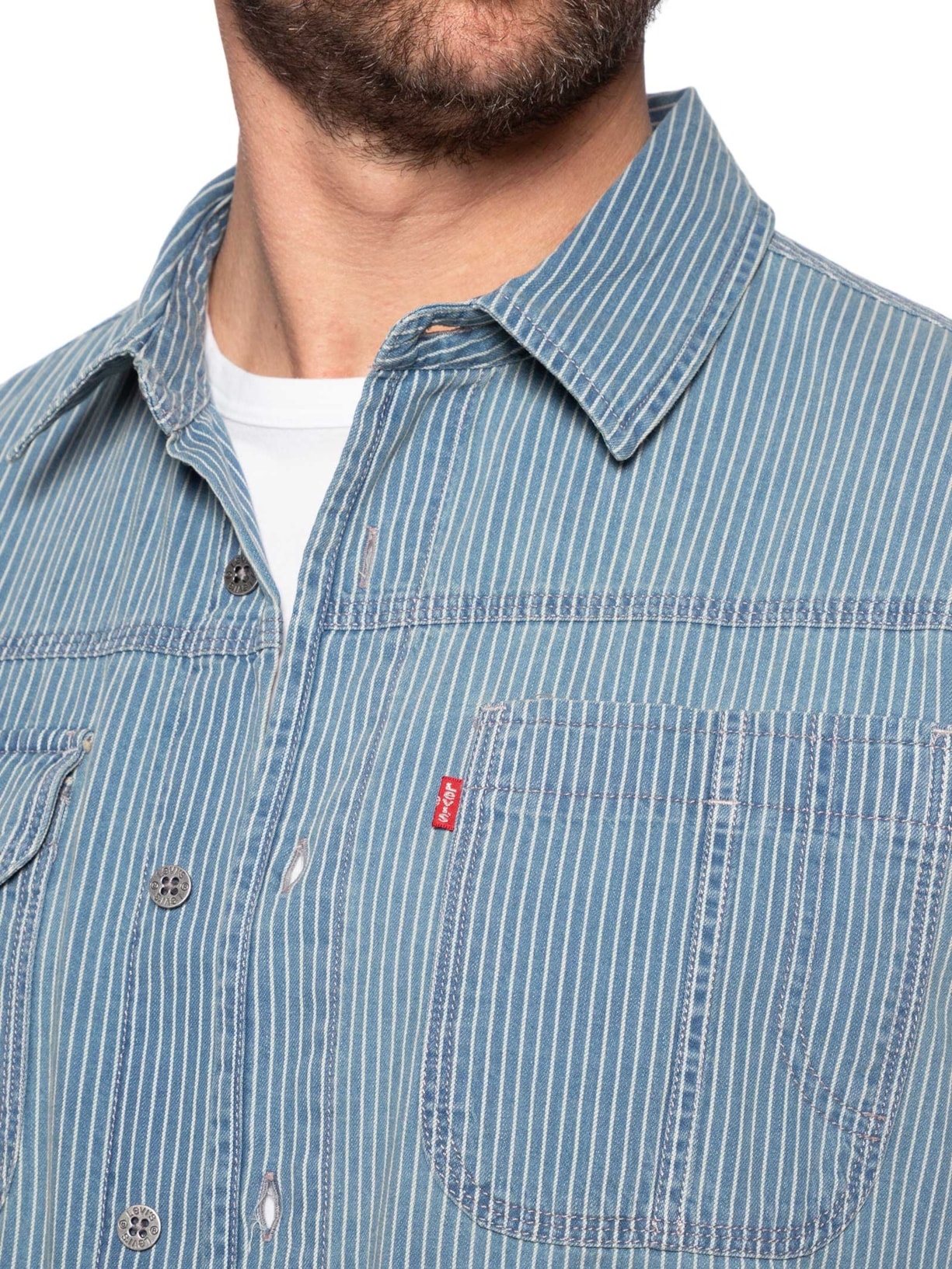 Camisa Jeans Masculina Long Sleeve Auburn Worker Azul Levi's