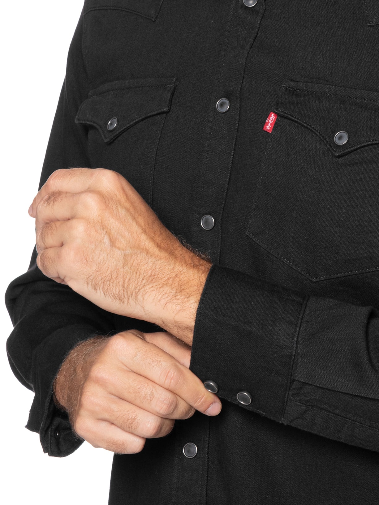Camisa Jeans Masculina Manga Longa Barstow Western Standard Preto Levi's