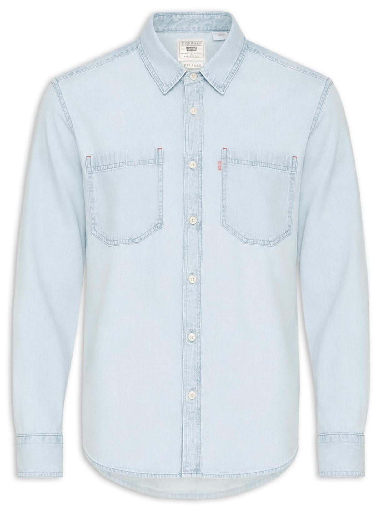 Camisa Jeans Masculina Relaxed Fit Mariposa Worker  Azul Claro Levi's