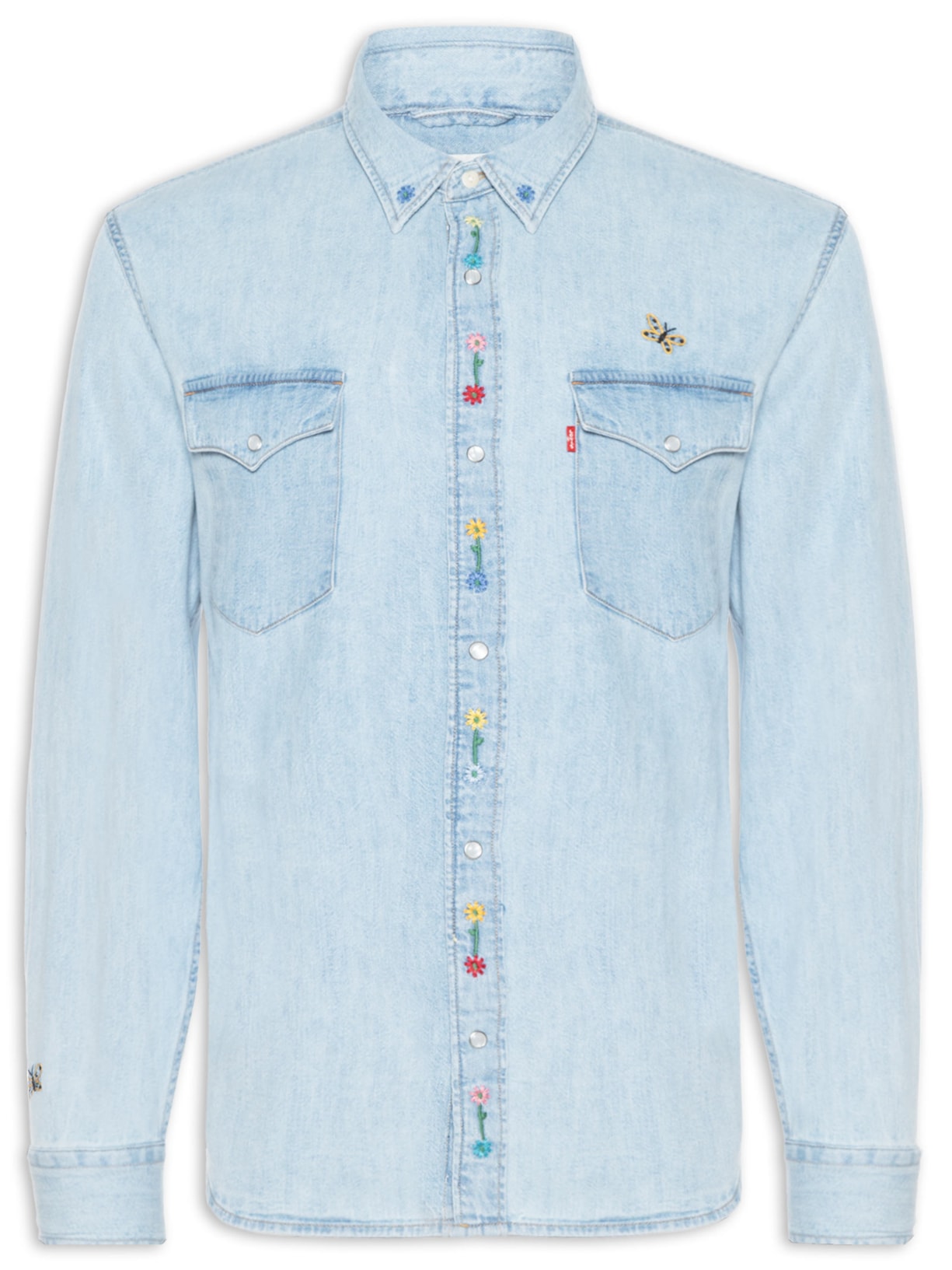 Camisa Jeans Masculina Relaxed Fit Western Flowers Azul Levi's