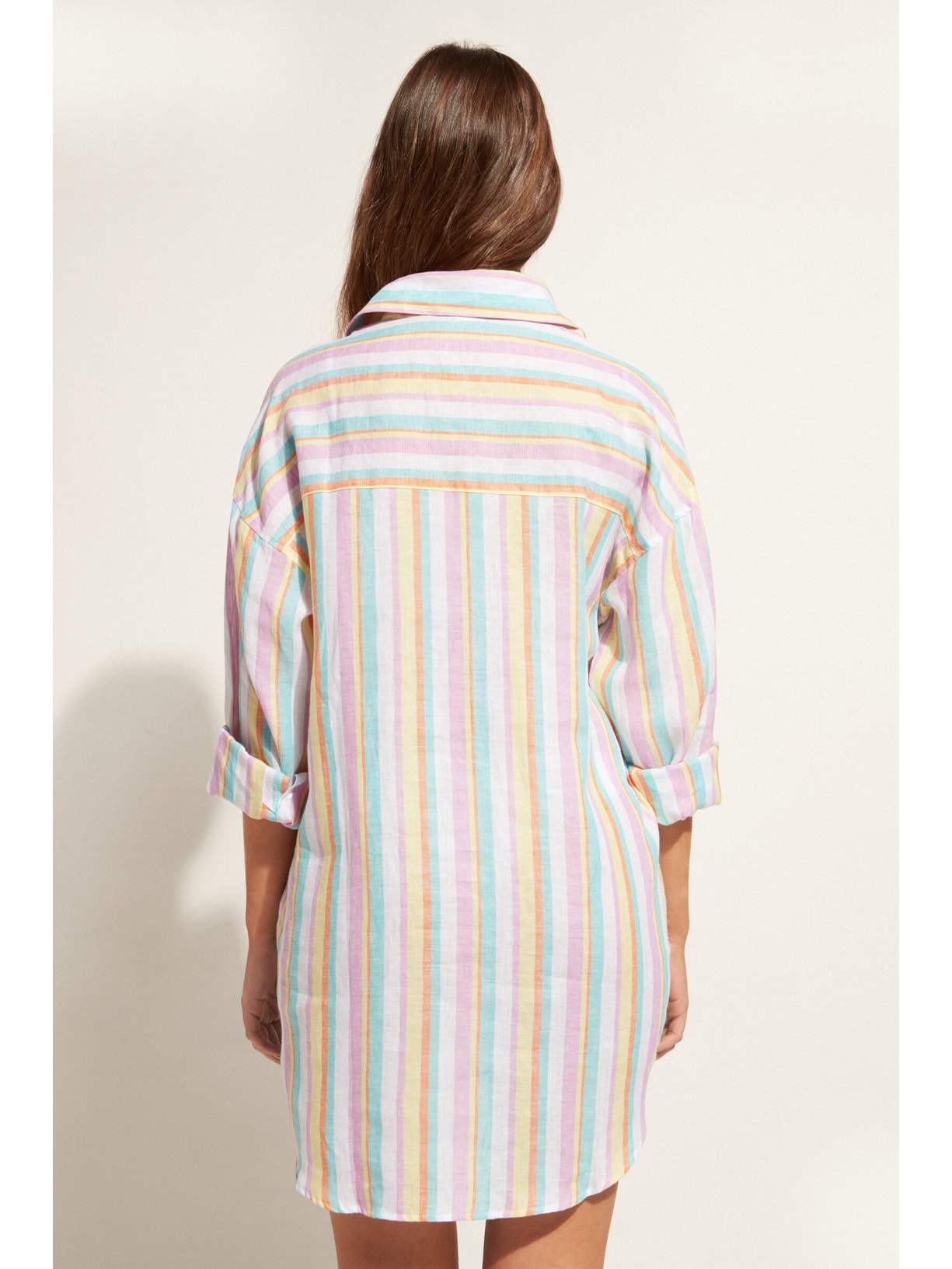 Camisa Listrada Em Linho Amarelo Calzedonia