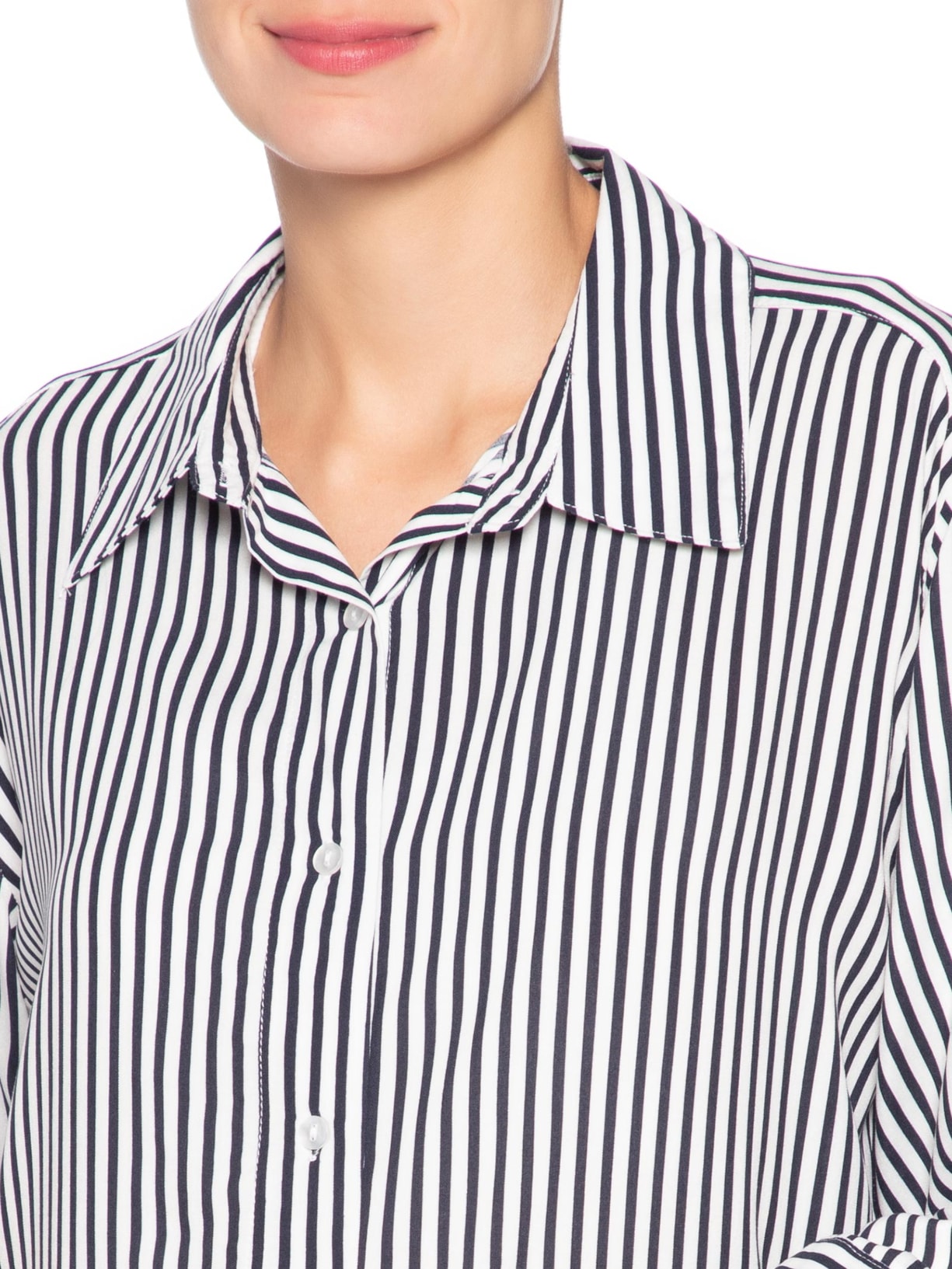 Camisa Listrada Feminina Azul Market 33