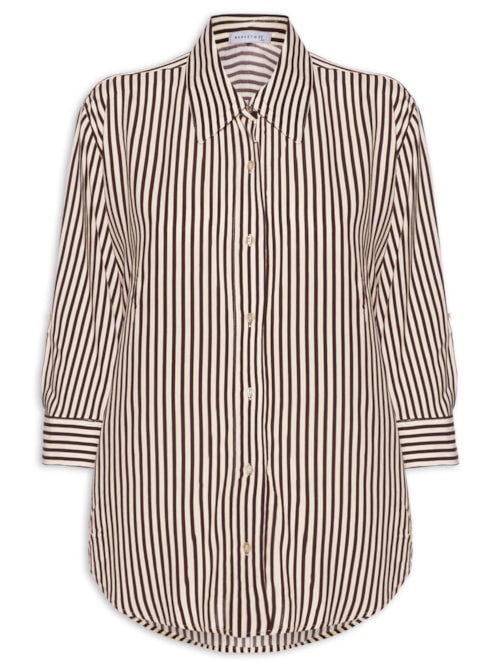 Camisa Listrada Feminina - Marrom