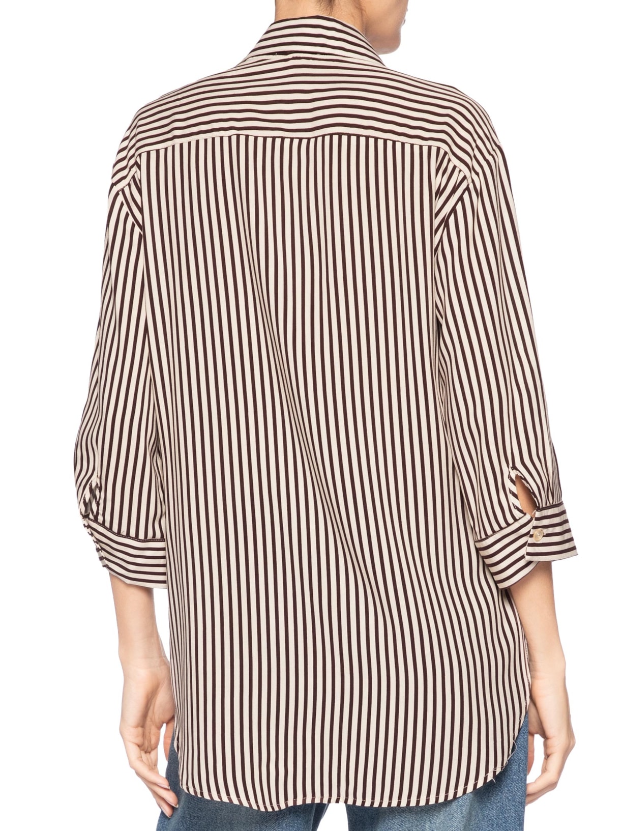 Camisa Listrada Feminina Marrom Market 33