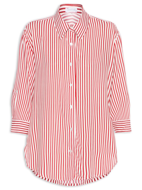 Camisa Listrada Feminina - Vermelho