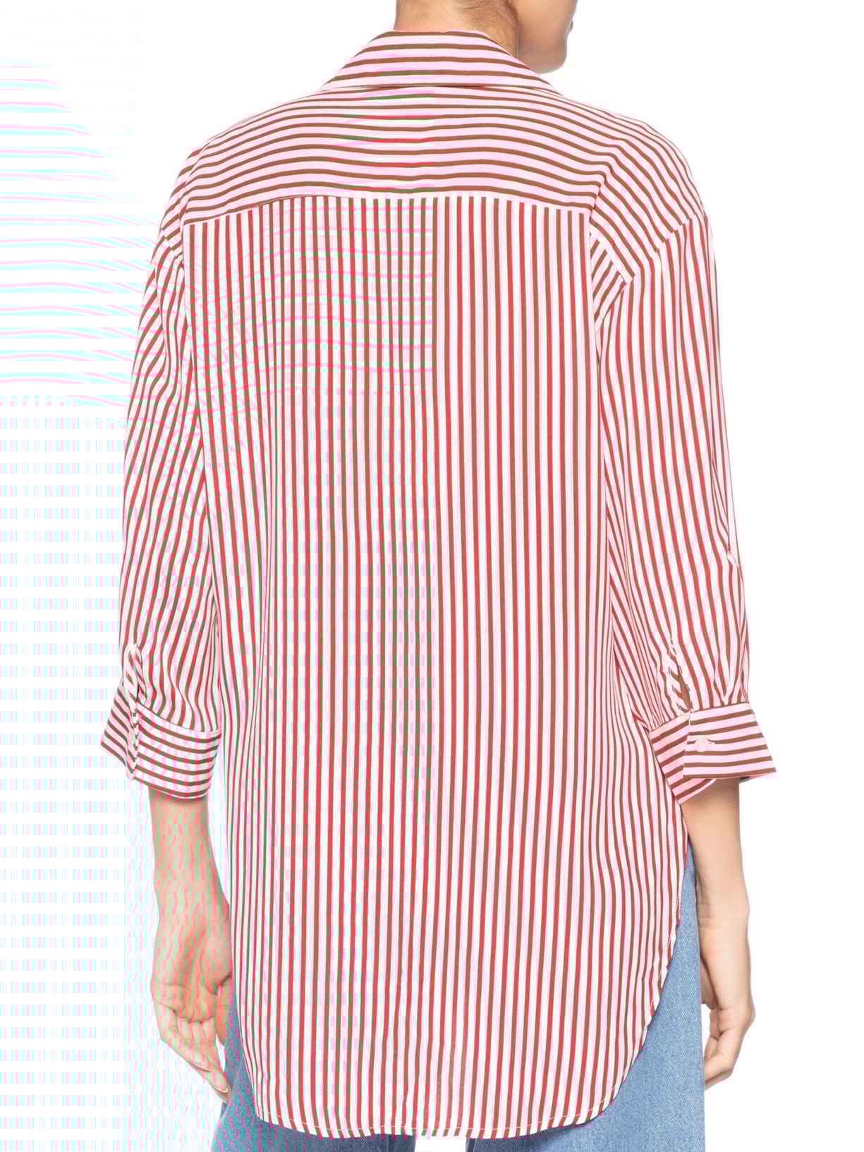 Camisa Listrada Feminina Vermelho Market 33