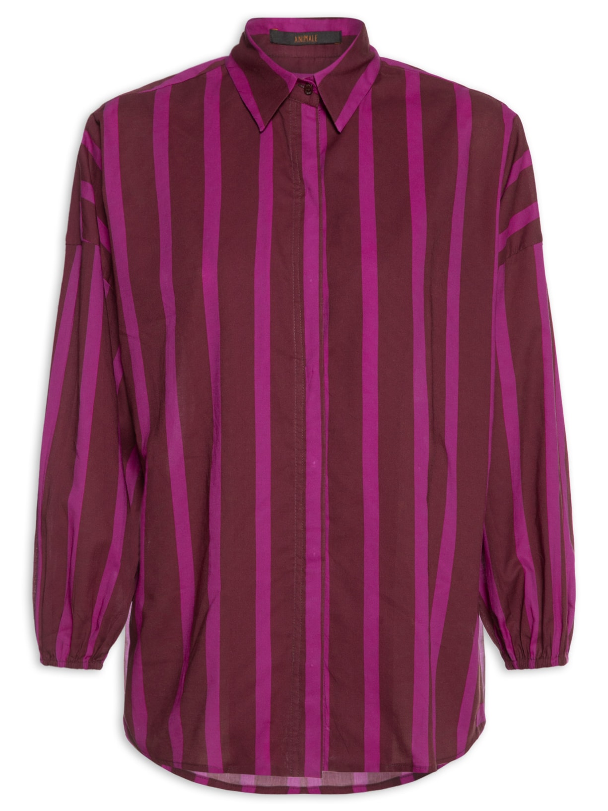 Camisa Long Voil Listrado Feminina – Rosa