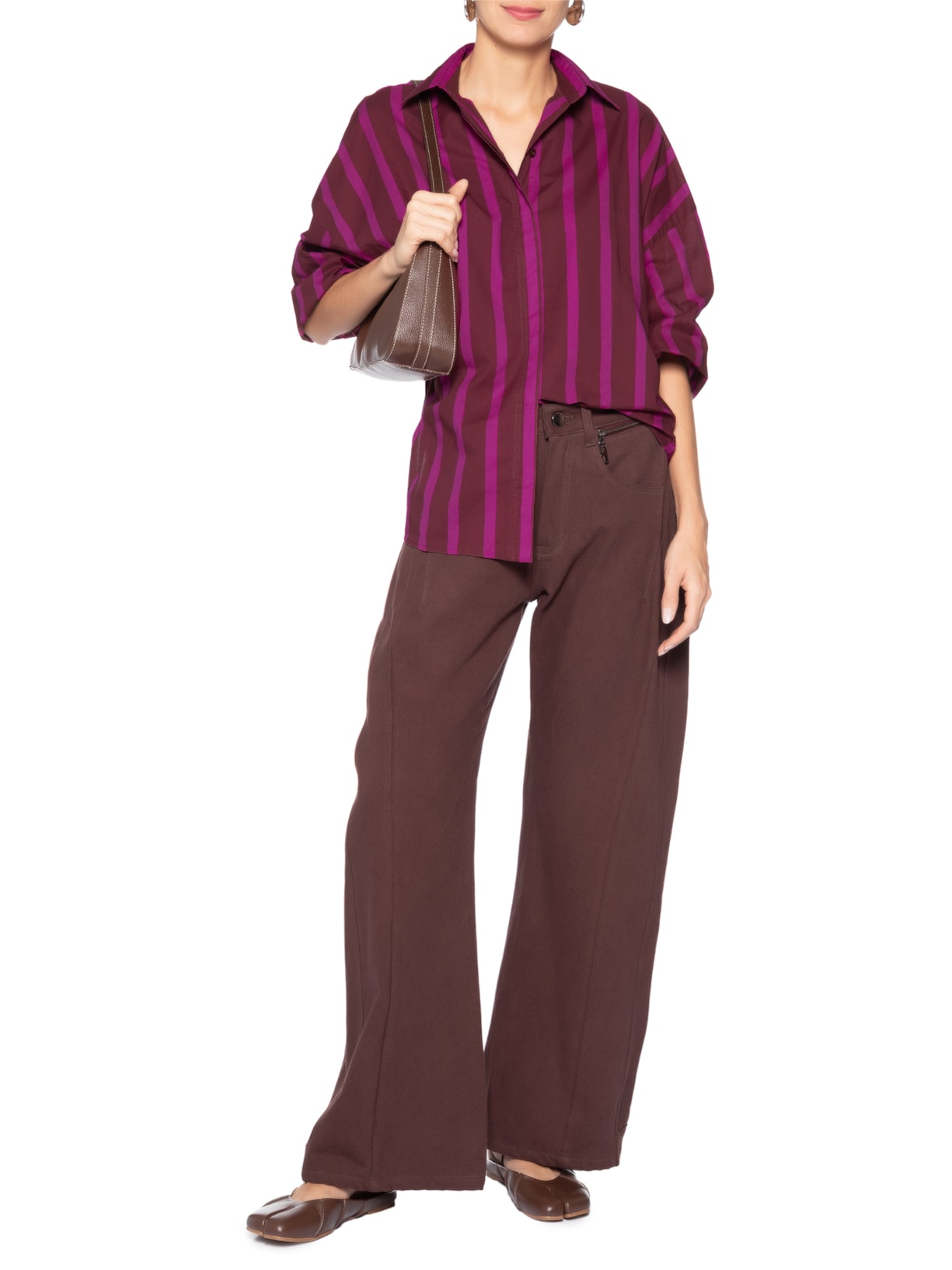 Camisa Long Voil Listrado Feminina – Rosa Animale