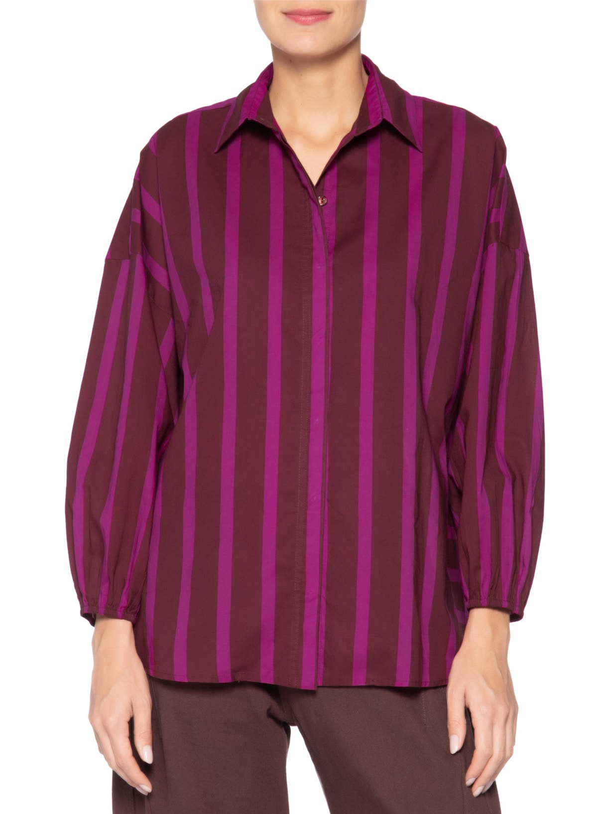 Camisa Long Voil Listrado Feminina – Rosa Animale