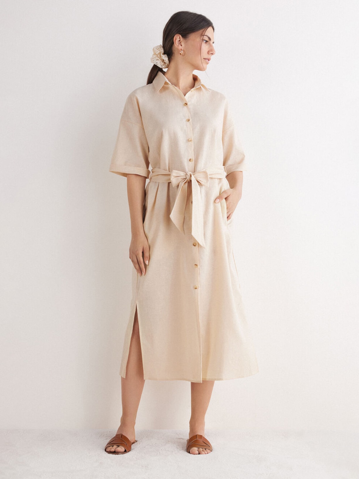 Camisa Longa Em Linho e Algodão Italian Riviera Marfim Intimissimi