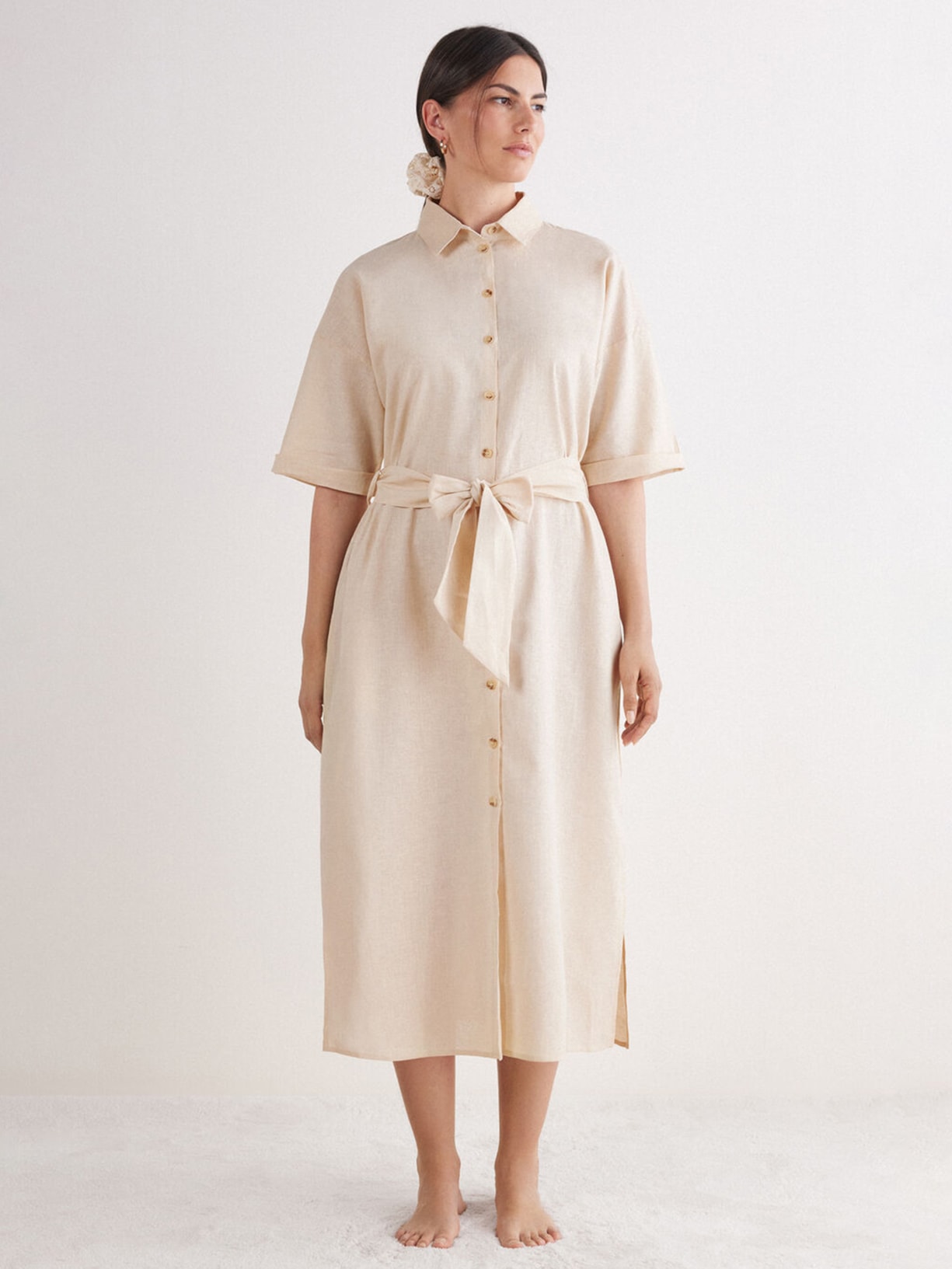 Camisa Longa Em Linho e Algodão Italian Riviera Marfim Intimissimi