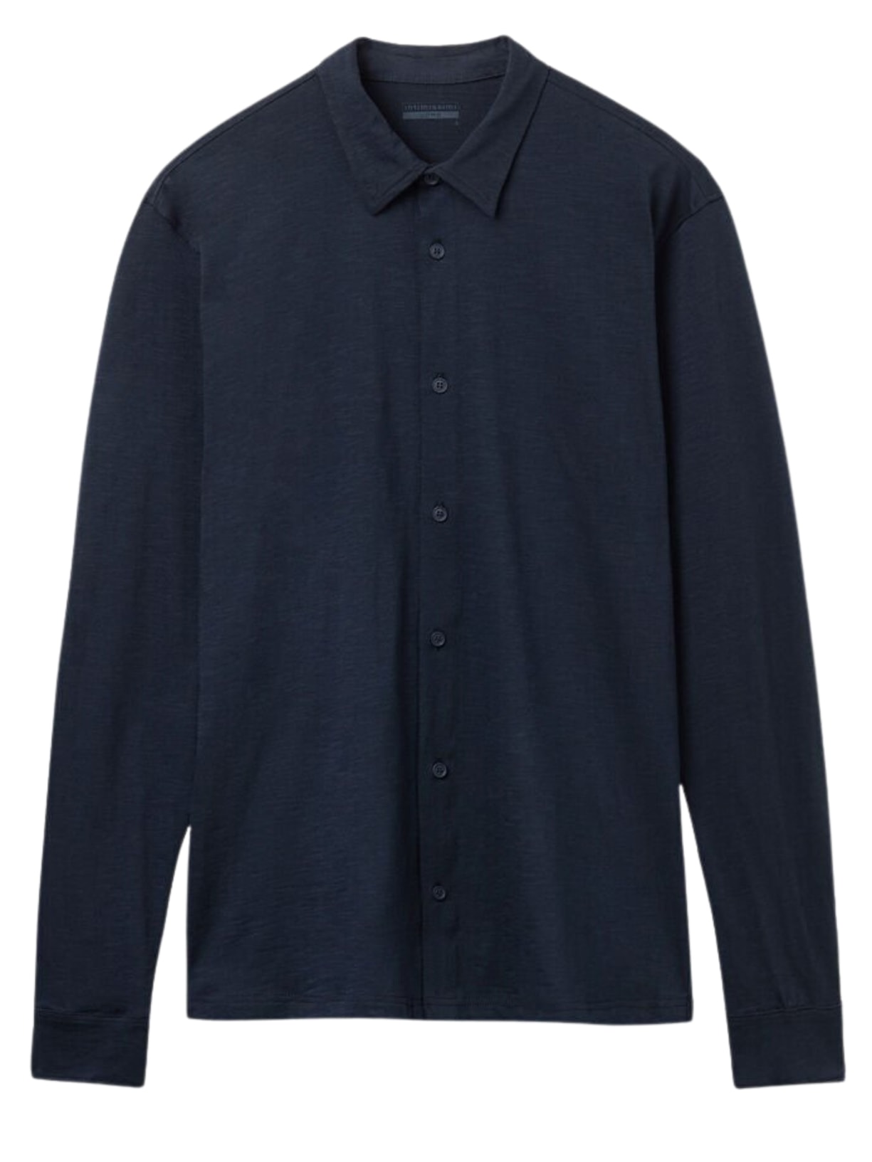 Camisa Manga Comprida Em Algodão Slub - Azul