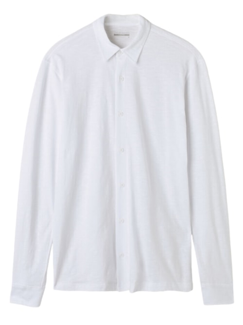 Camisa Manga Comprida Em Algodão Slub - Branco