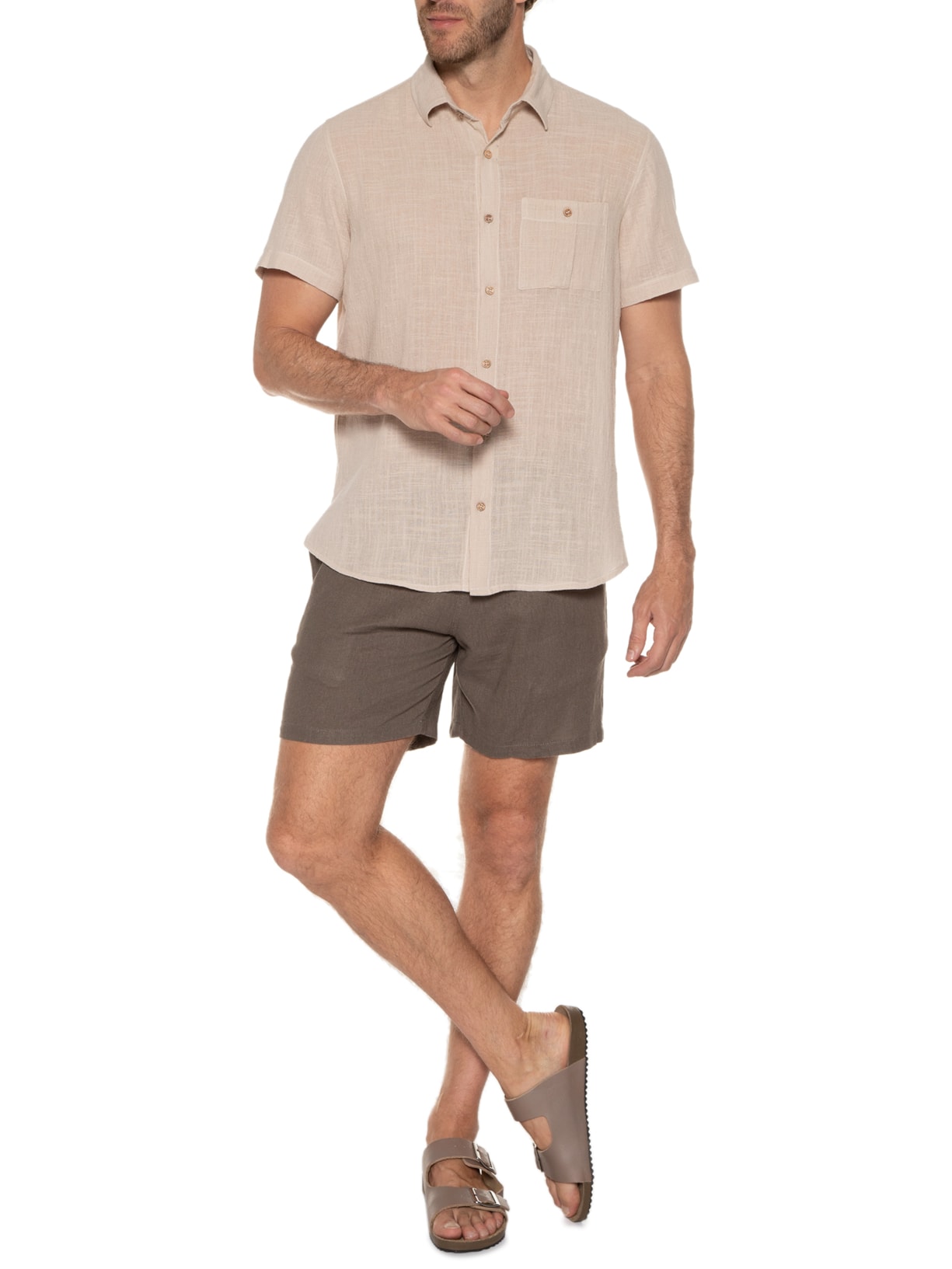 Camisa Manga Curta Atalaia Bege Be.each