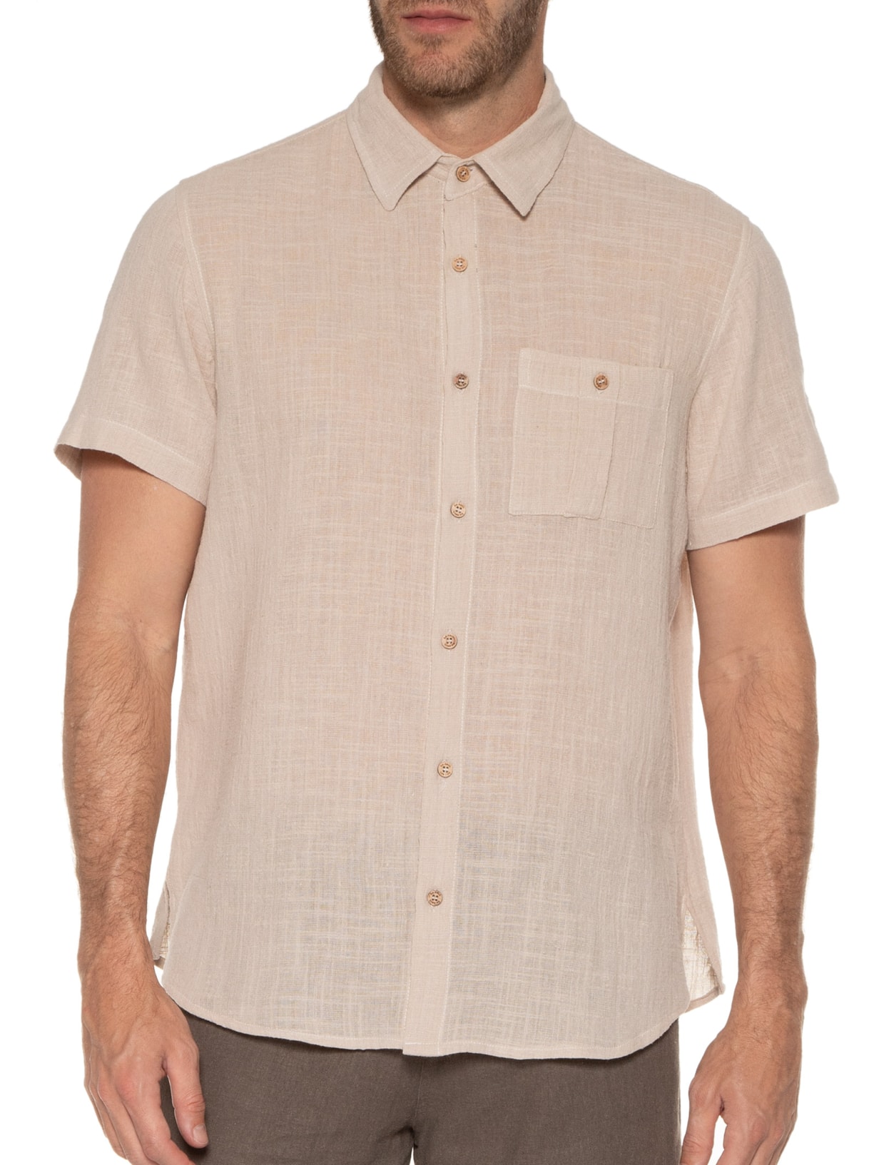 Camisa Manga Curta Atalaia Bege Be.each