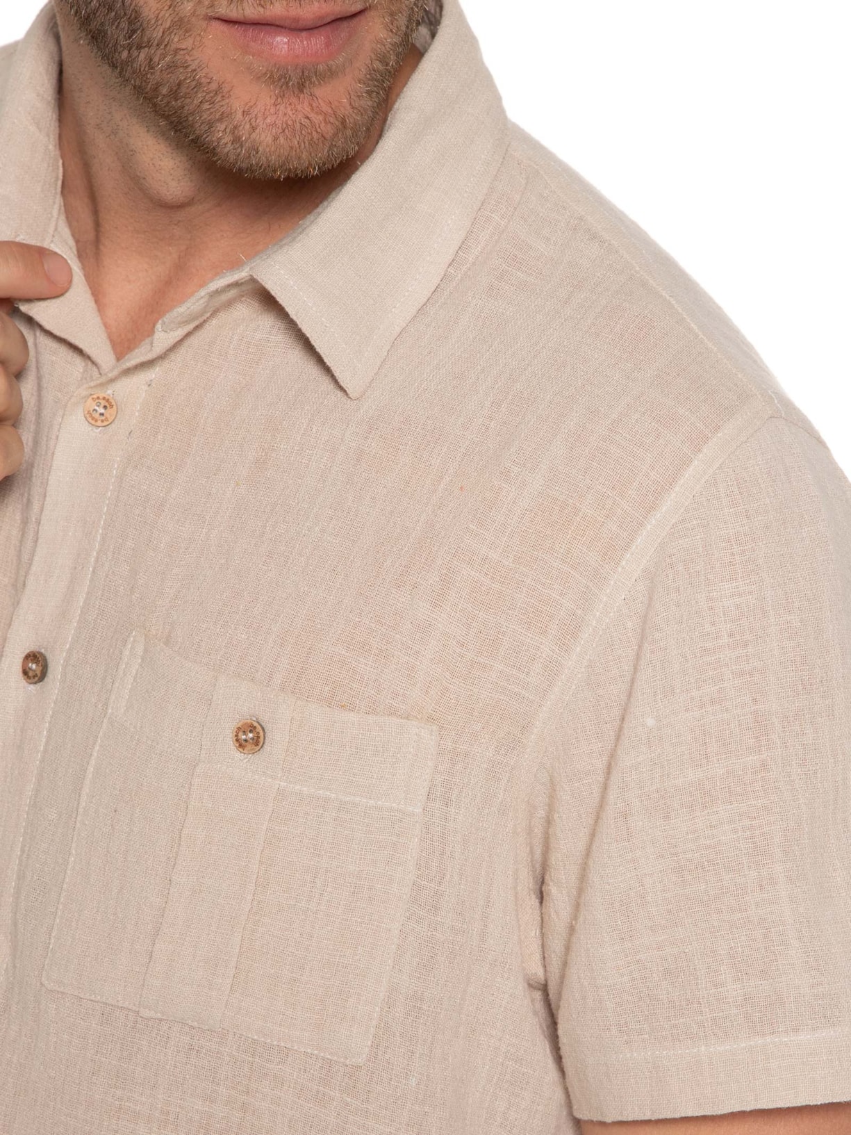 Camisa Manga Curta Atalaia Bege Be.each