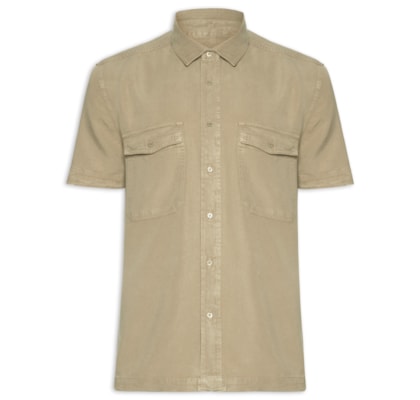 Camisa Manga Curta Masculina Used Utility - Bege