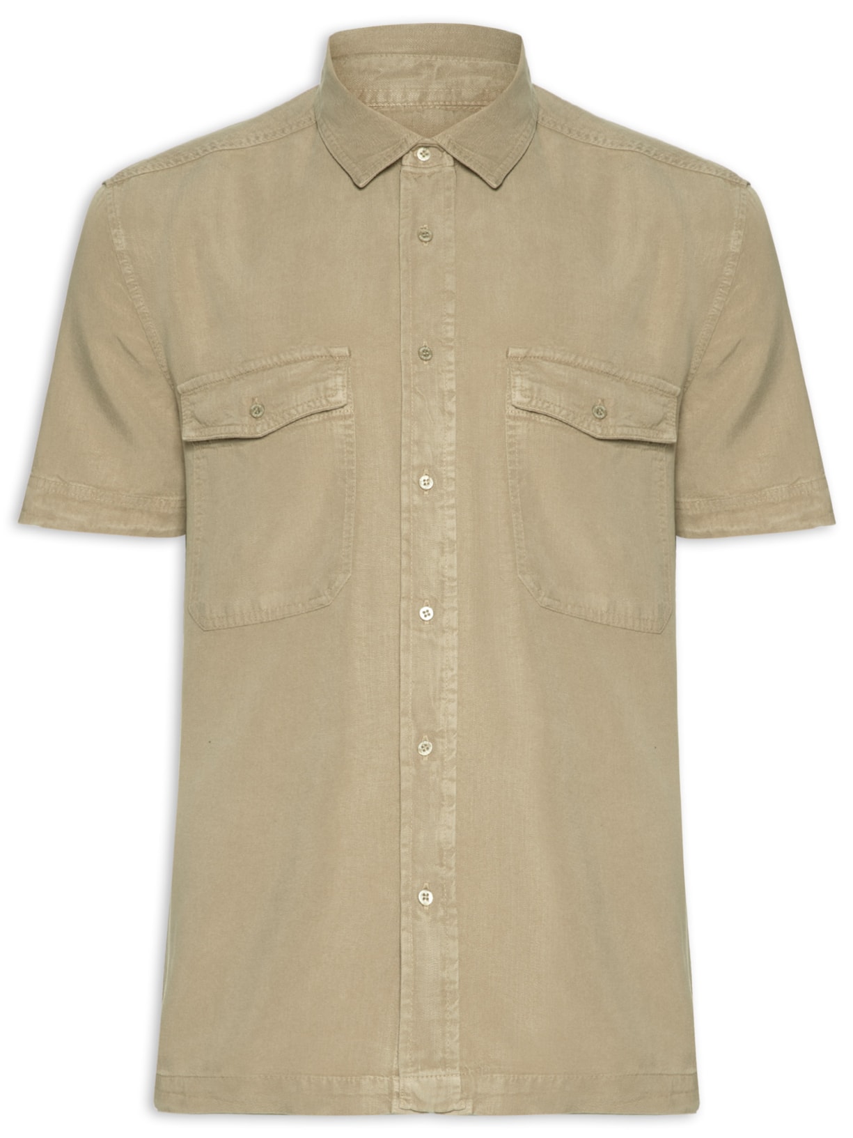Camisa Manga Curta Masculina Used Utility - Bege
