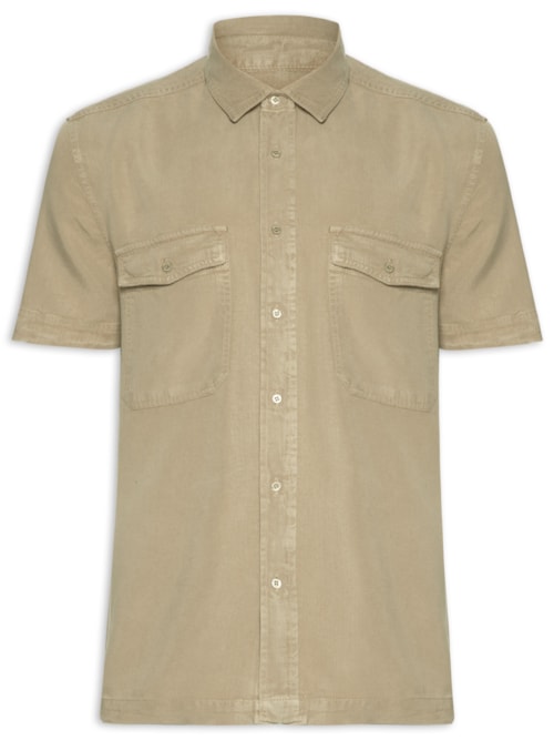 Camisa Manga Curta Masculina Used Utility - Bege