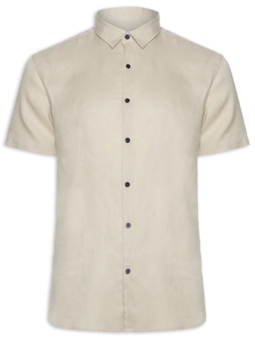 Camisa Manga Curta Puro Linho Lumiar - Bege