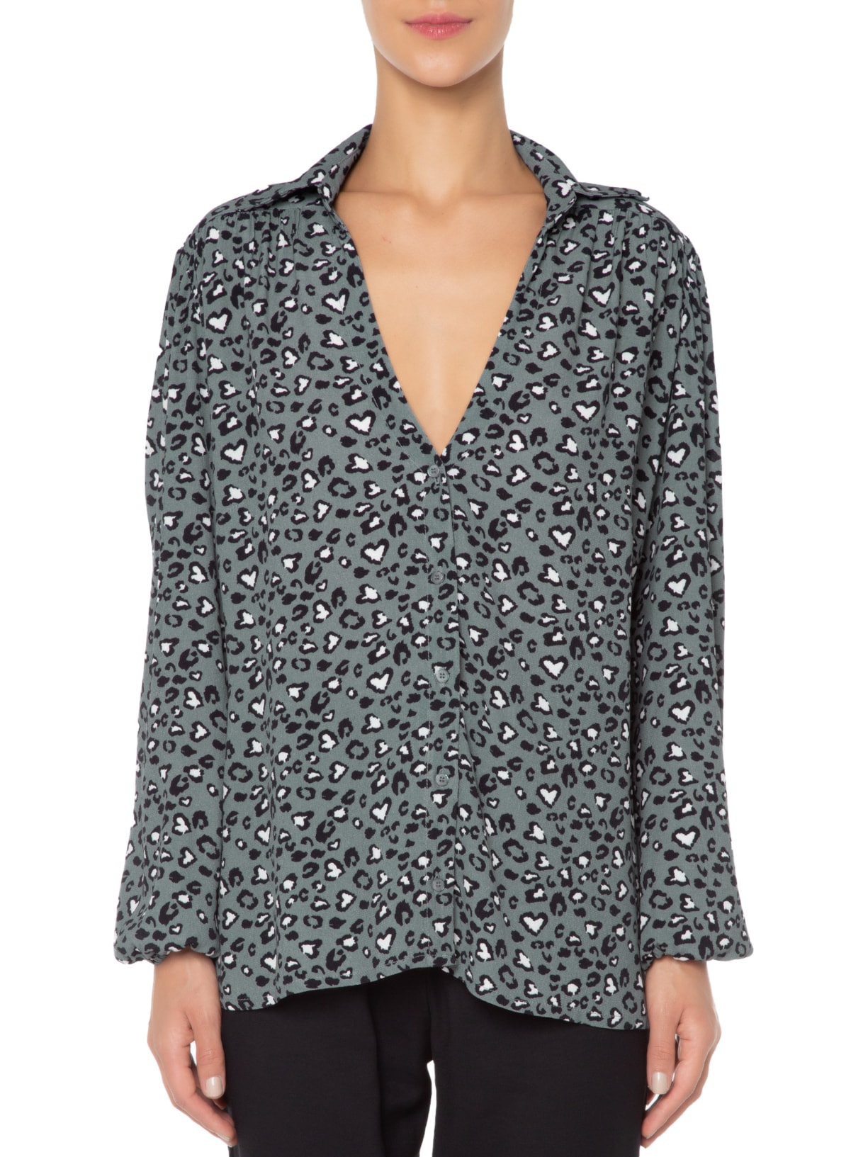 Camisa Manga Longa Animal Heart Cinza Twenty Four Seven