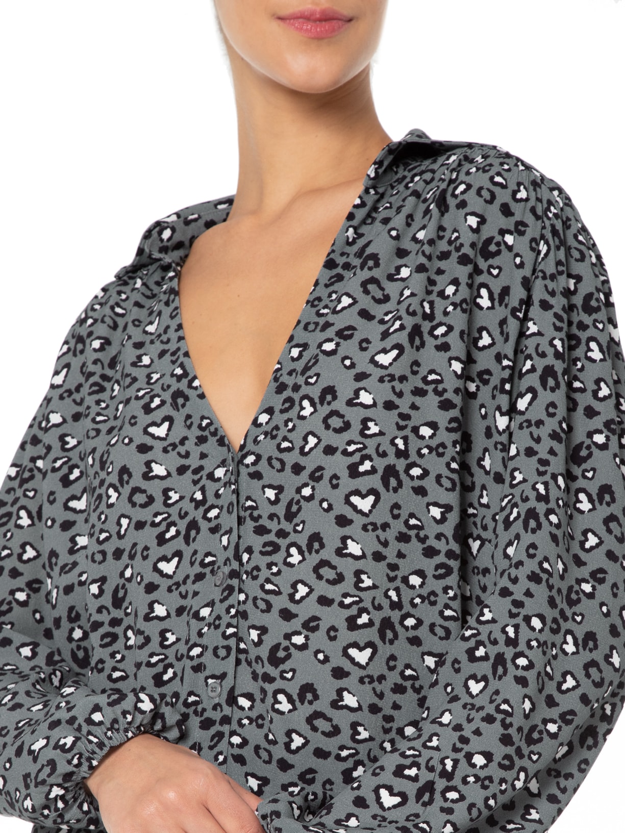 Camisa Manga Longa Animal Heart Cinza Twenty Four Seven