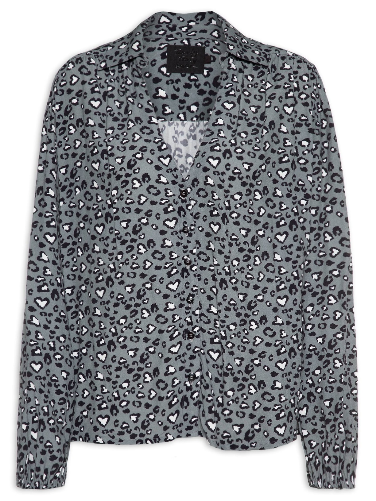 Camisa Manga Longa Animal Heart - Cinza