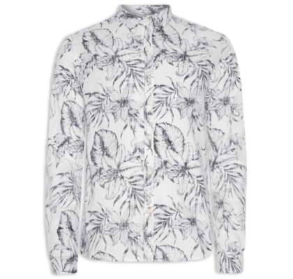 Camisa Manga Longa Estampada - Branco