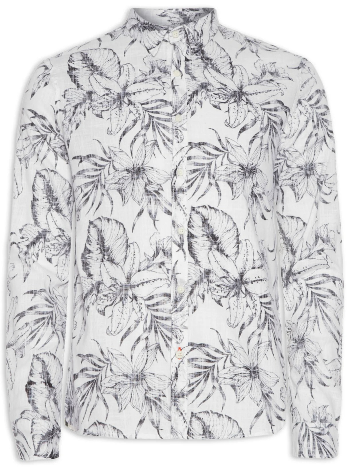 Camisa Manga Longa Estampada - Branco