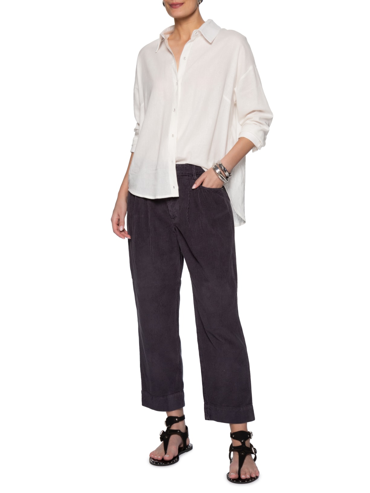 Camisa Manga Longa Feminina   Branco Maria Filó