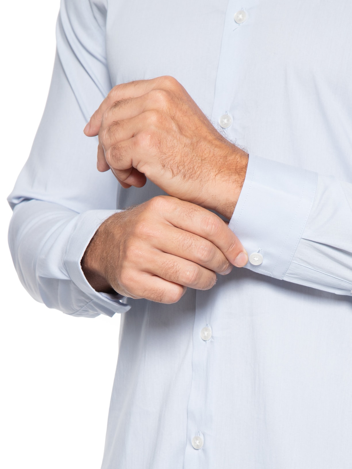 Camisa Manga Longa Tricoline Elastano Lisa Azul Sergio K