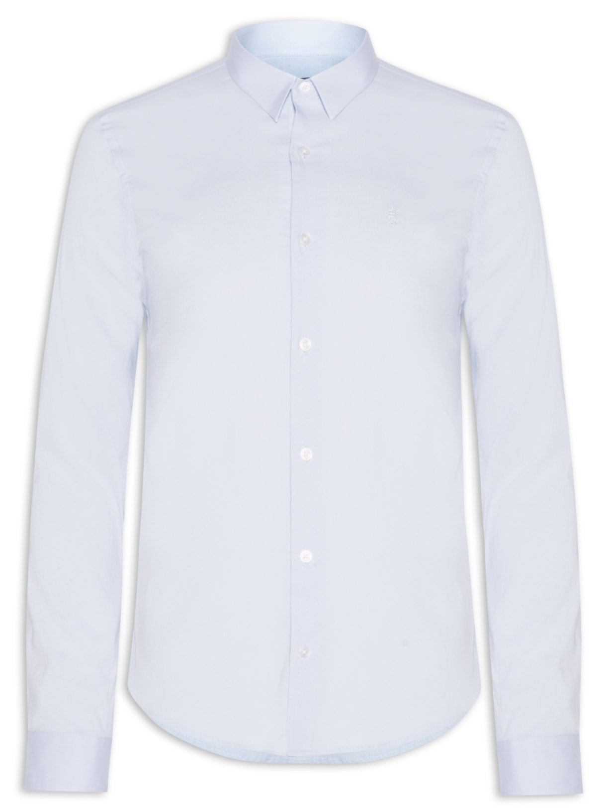 Camisa Manga Longa Tricoline Elastano Lisa Azul Sergio K