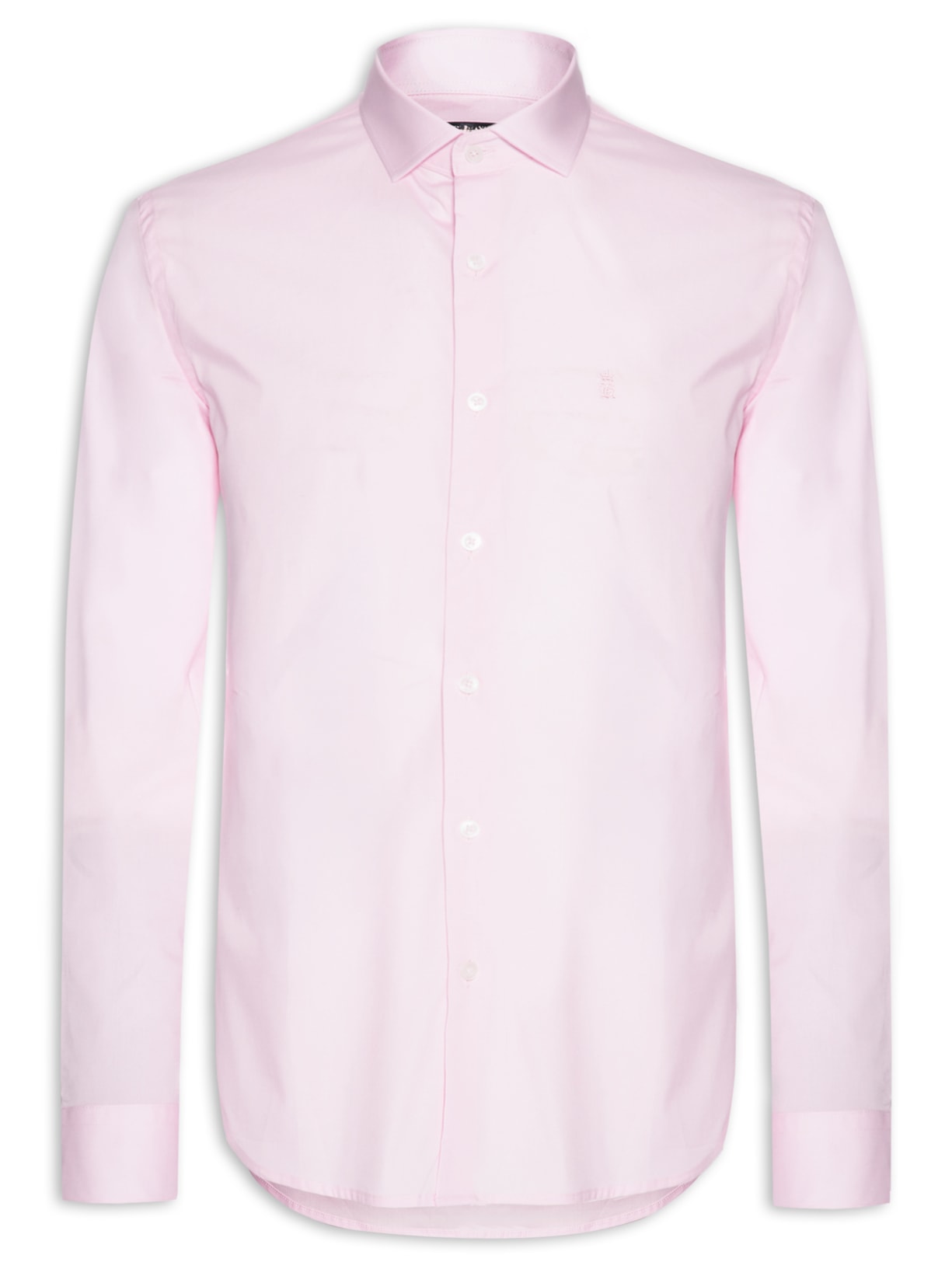 Camisa Manga Longa Tricoline Elastano Lisa Rosa Sergio K
