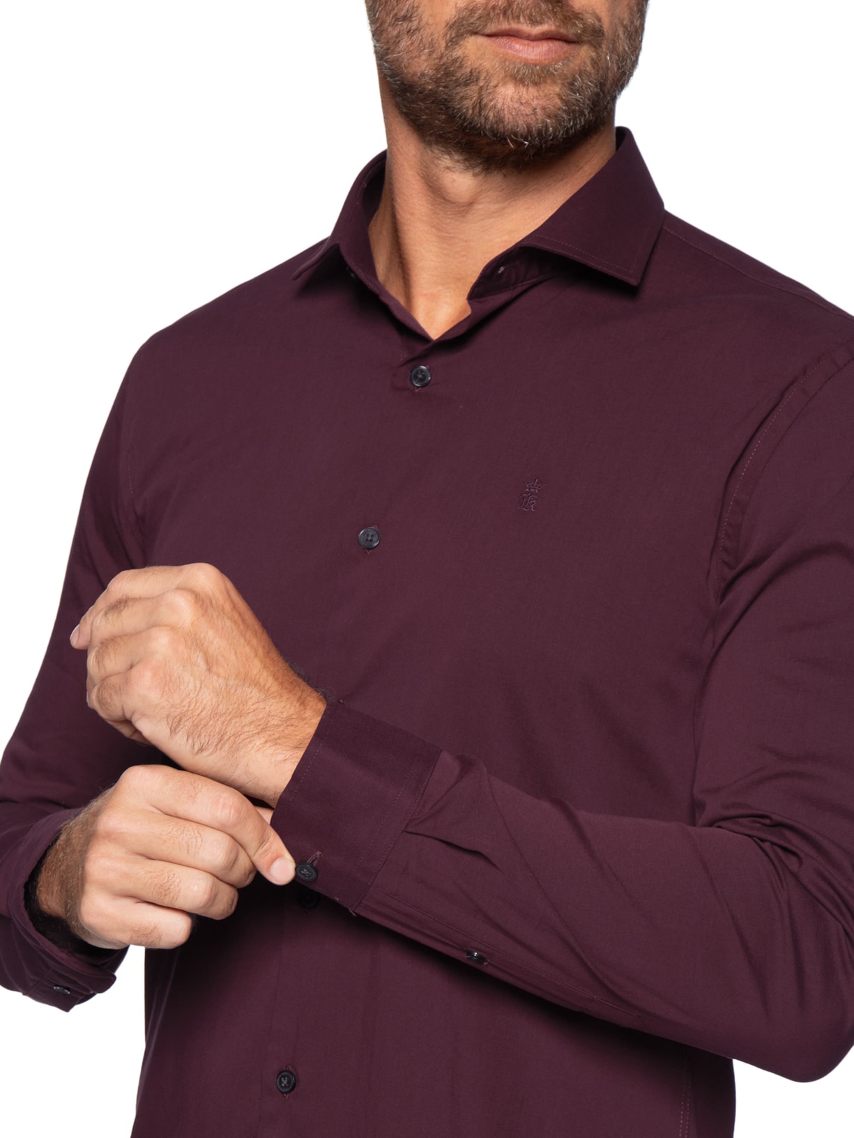 Camisa Manga Longa Tricoline Elastano Lisa Vermelho Sergio K