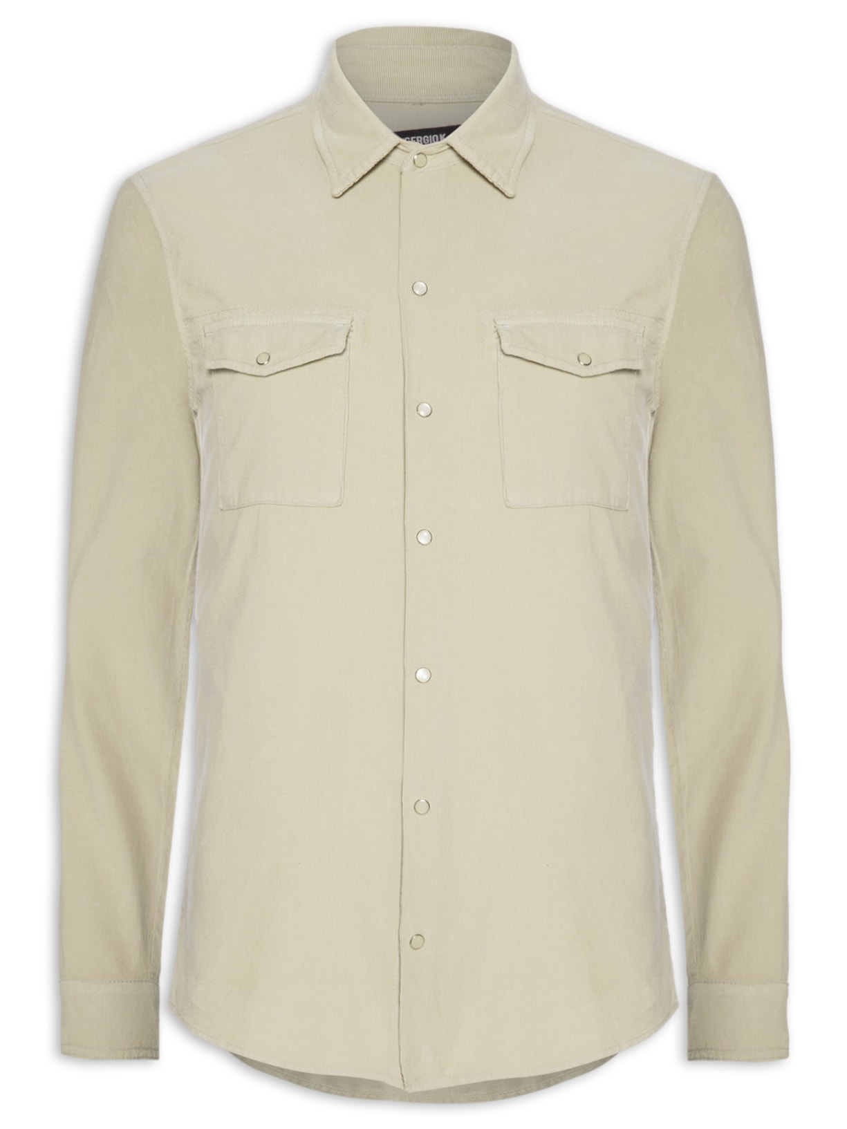 Camisa Manga Longa Veludo 2 Bolsos Tinturada - Bege