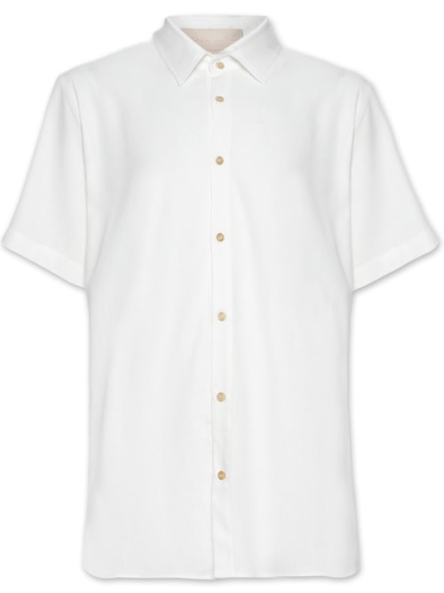 Camisa Masclina Linho Básica - Off Whte