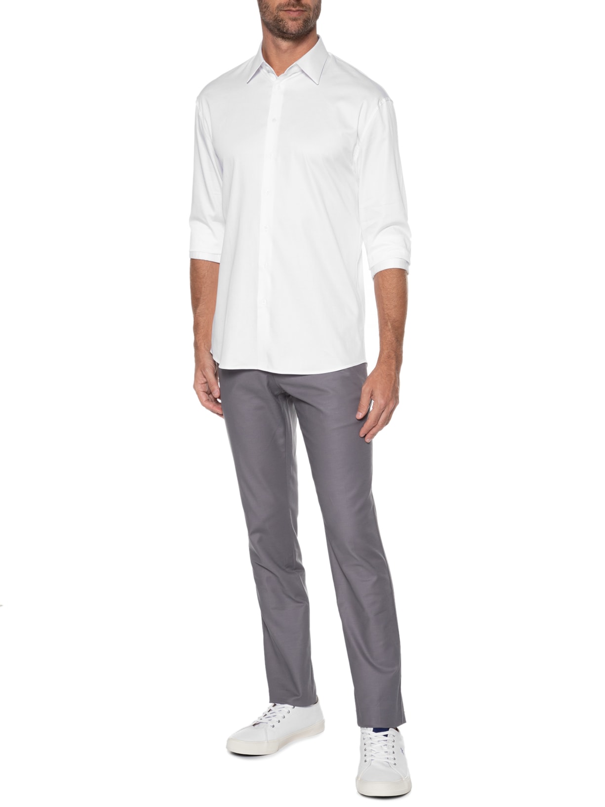 Camisa Masculin Austin Reg Manga Longa Branco Ricardo Almeida