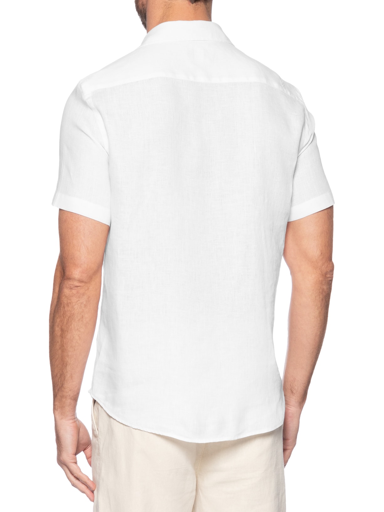 Camisa Masculina 100% Linho Branco Pineapple