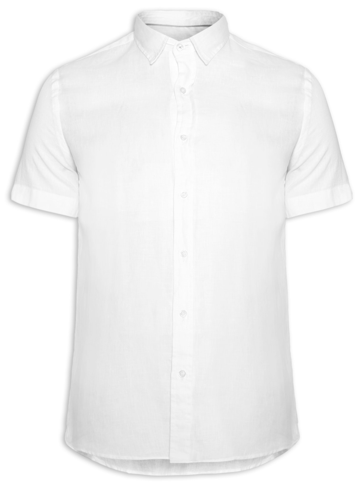 Camisa Masculina 100% Linho Manga Curta - Branco