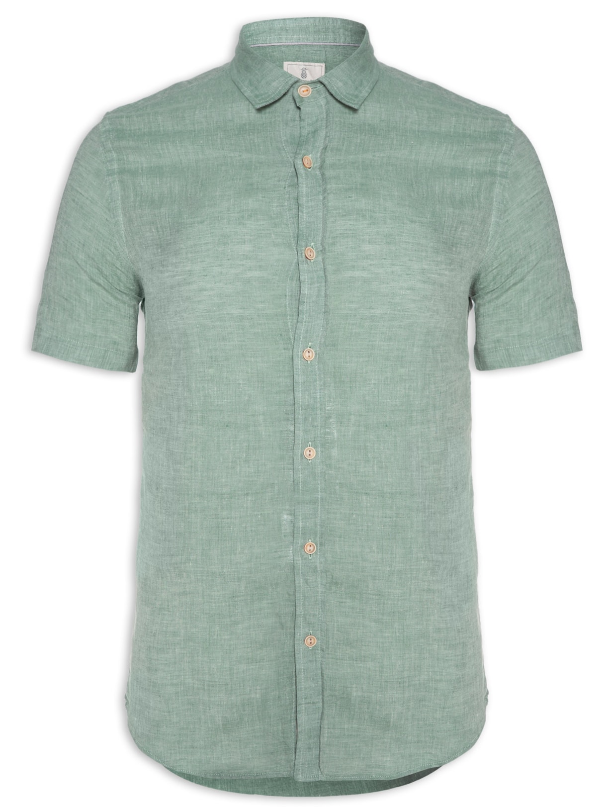 Camisa Masculina 100% Linho Manga Curta - Verde
