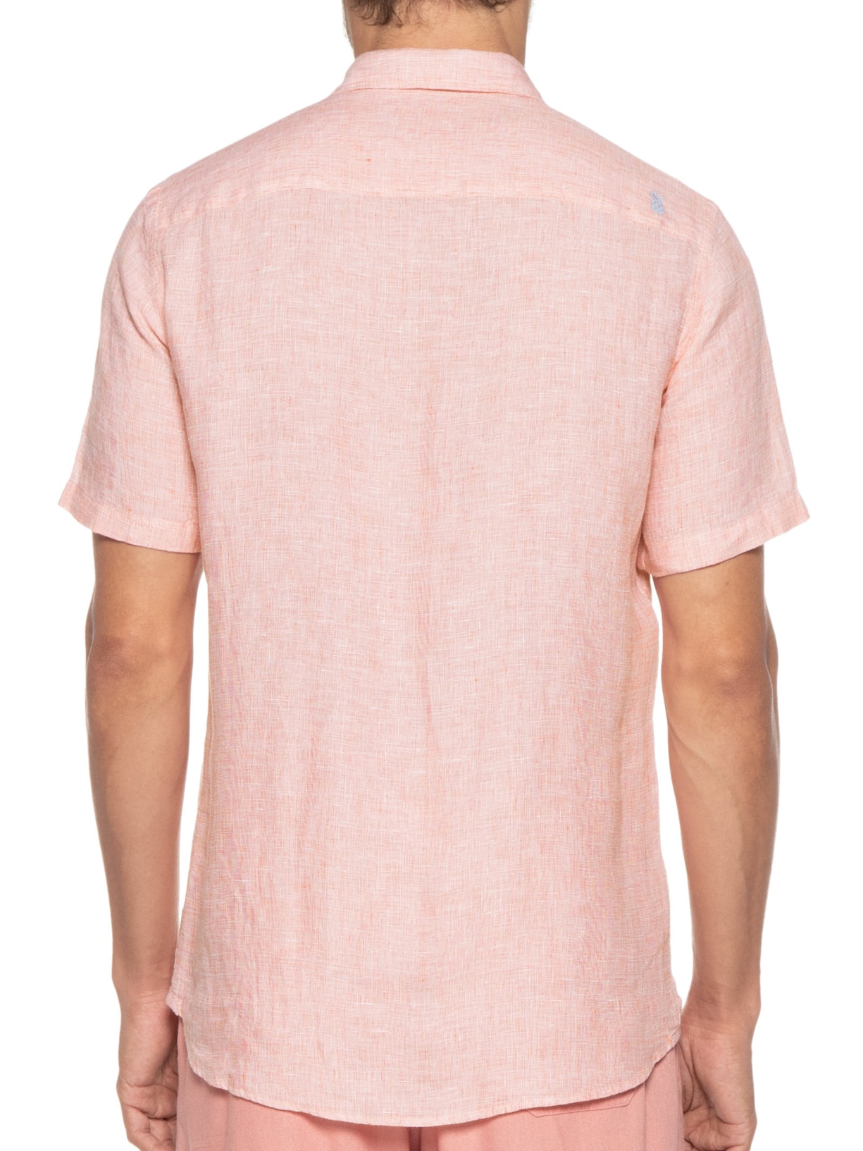 Camisa Masculina 100% Linho Manga Curta Vermelho Pineapple