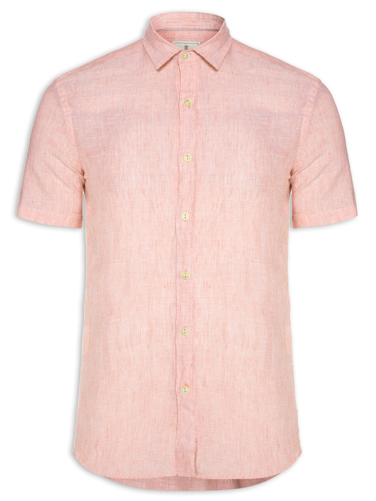 Camisa Masculina 100% Linho Manga Curta Vermelho Pineapple