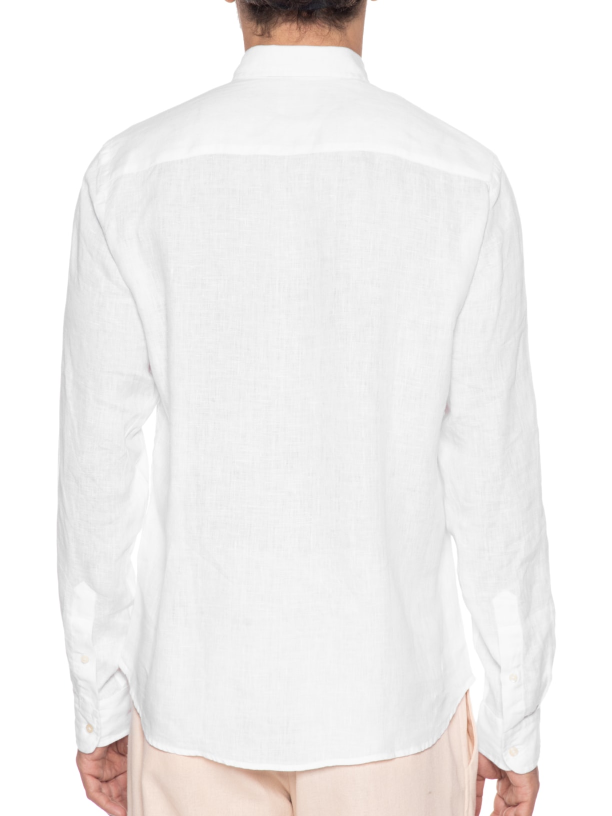 Camisa Masculina 100% Linho Manga Longa Branco Pineapple