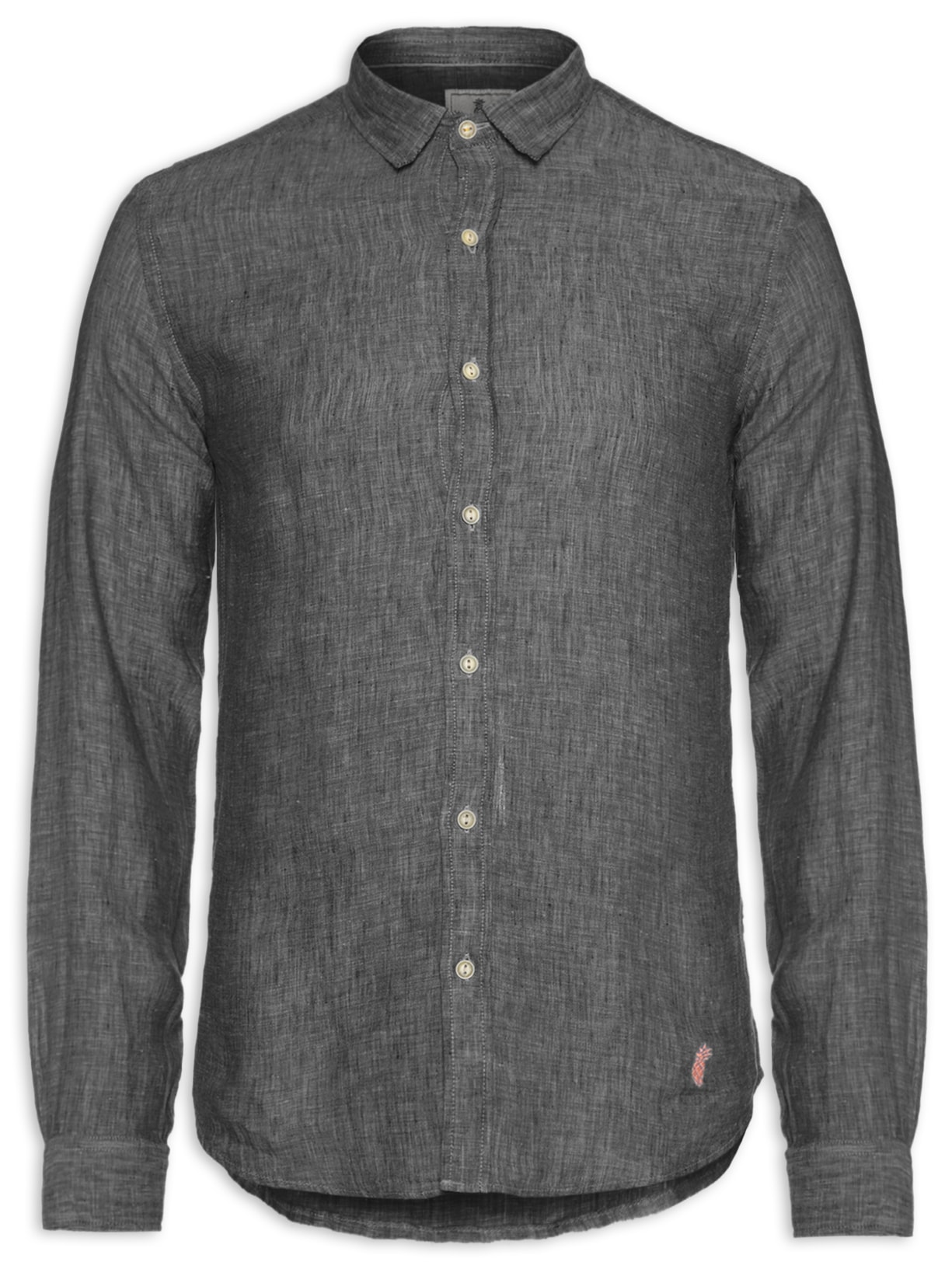 Camisa Masculina 100% Linho Manga Longa - Preto