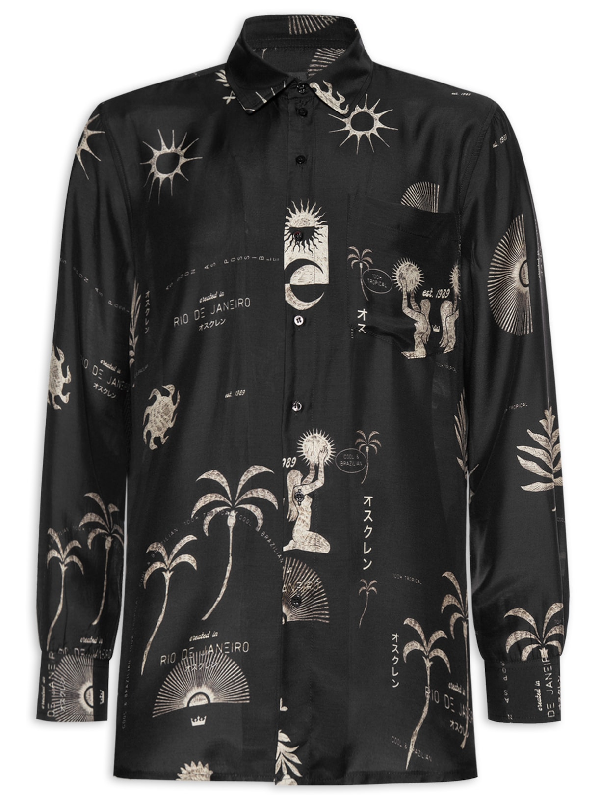 Camisa Masculina 1989 Manga Longa - Preto
