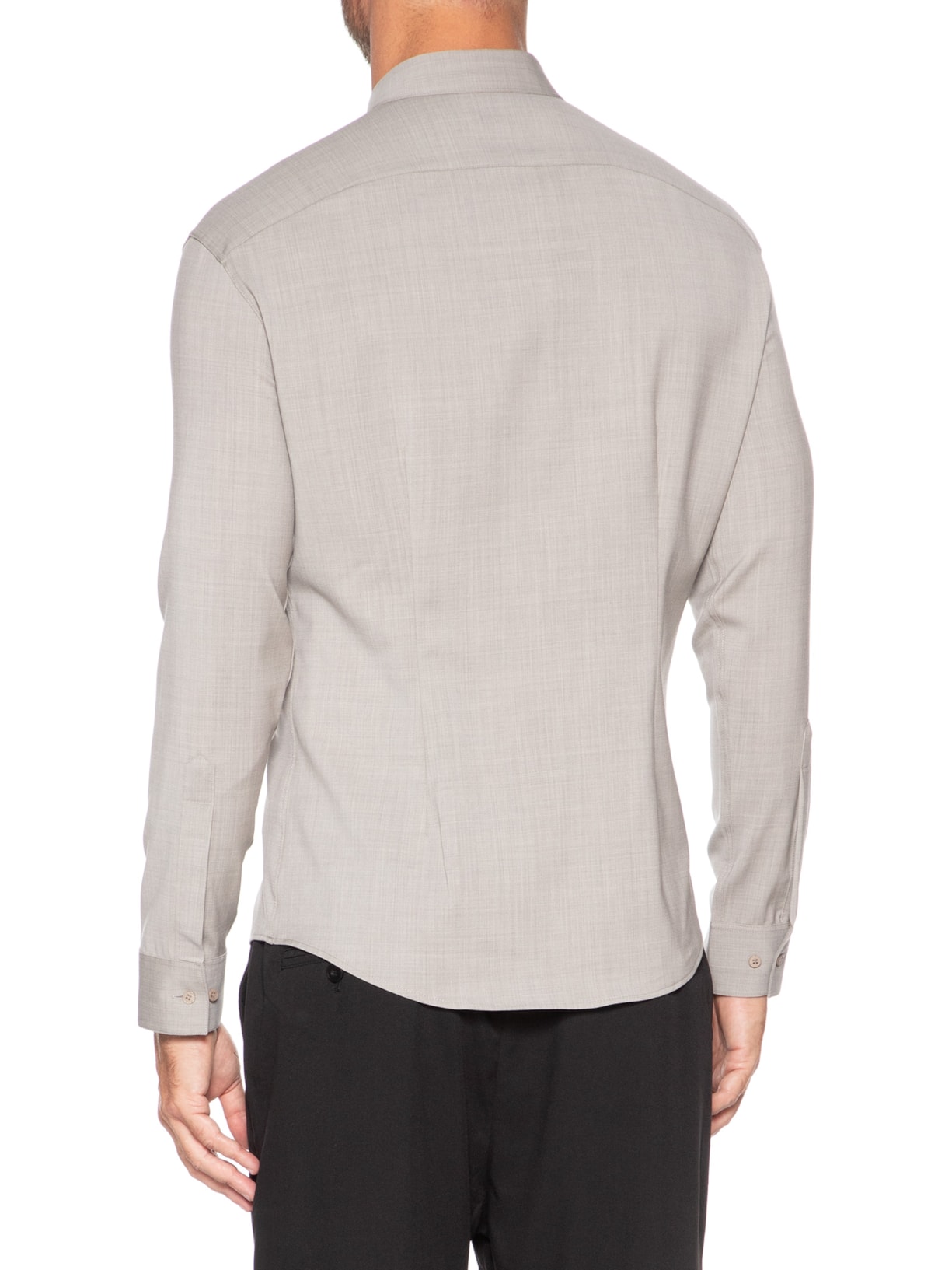 Camisa Masculina Alfaiataria Social Lã Fria Bege Ricardo Almeida