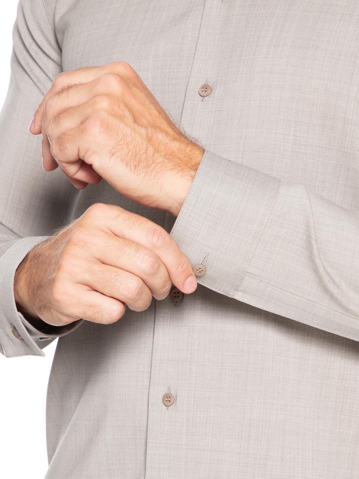 Camisa Masculina Alfaiataria Social Lã Fria Bege Ricardo Almeida