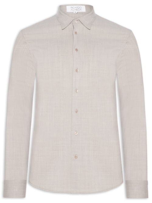 Camisa Masculina Alfaiataria Social Lã Fria - Bege