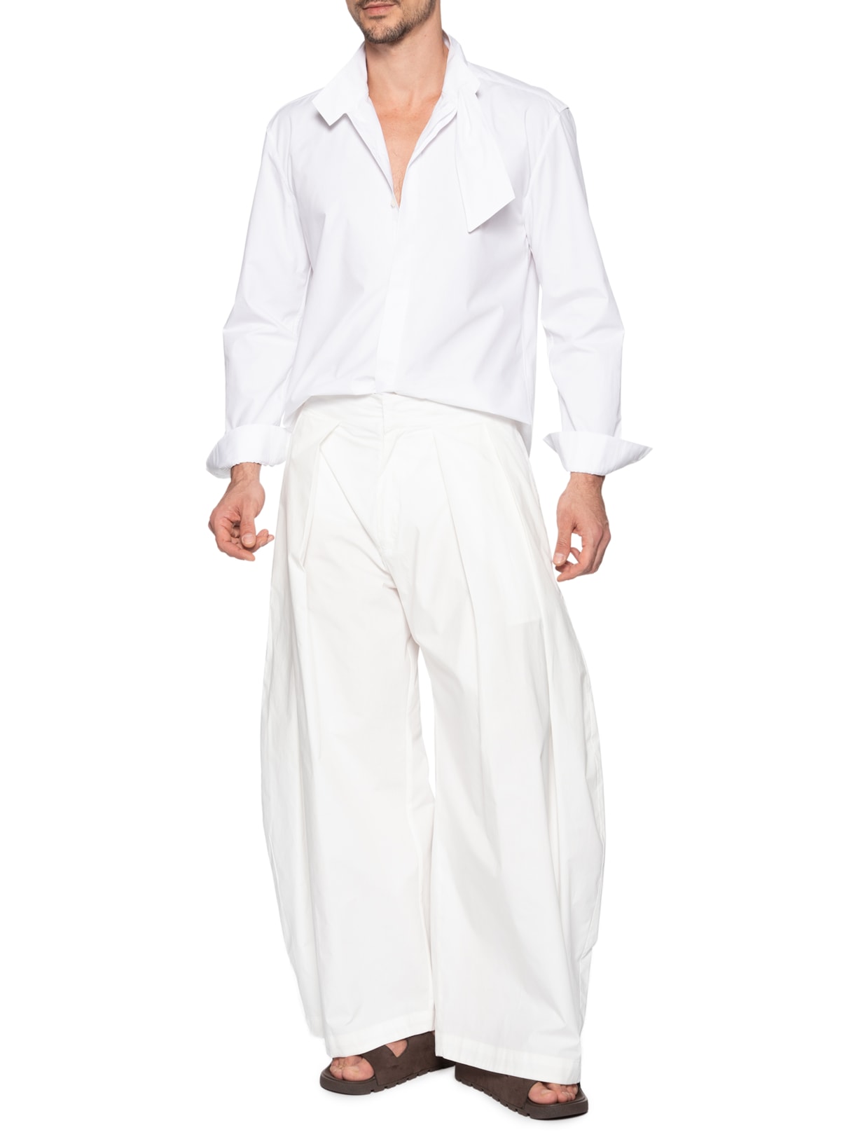 Camisa Masculina Algodão Gola Gravata Branco Handred