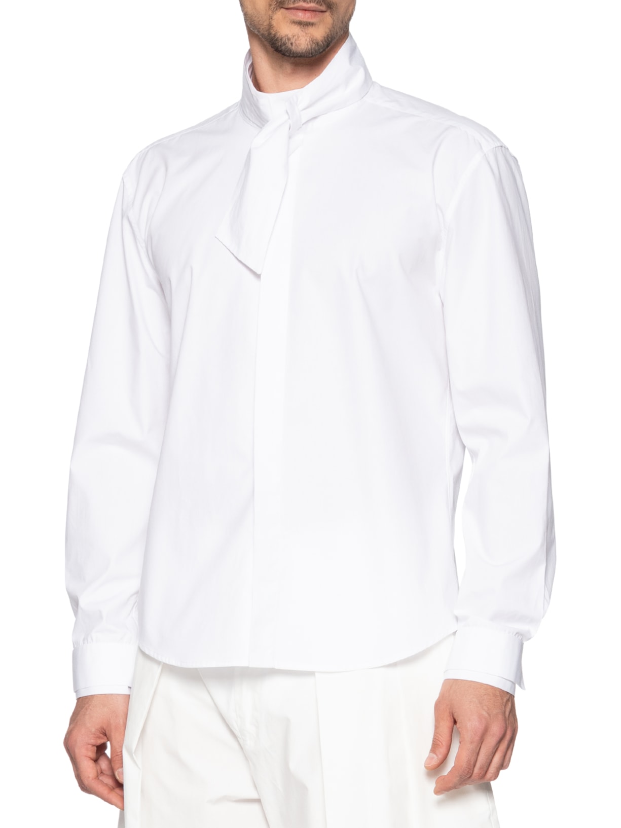 Camisa Masculina Algodão Gola Gravata Branco Handred